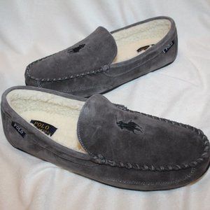 NIB POLO RALPH LAUREN MEN'S SUEDE MOCCASSIN SLIPPERS‎ GRAY